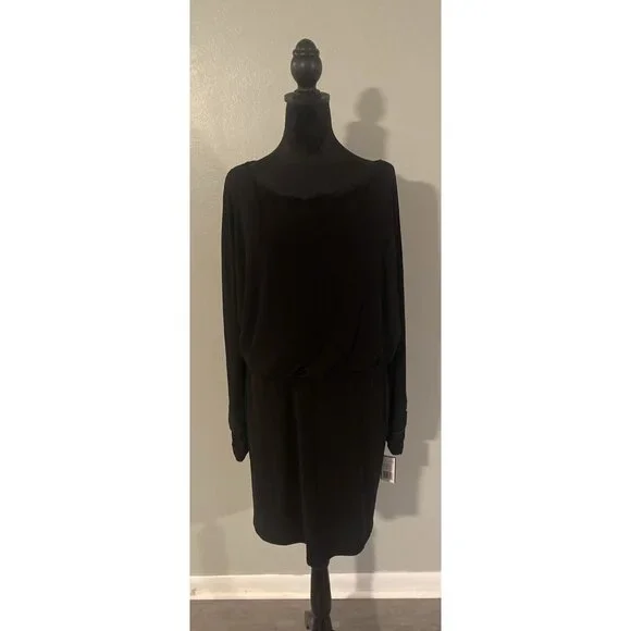 Jessica Howard | Dresses | Black Dress Jessica Howard Missy Woman Size 2  Long Pleated Sleeve New Classic | Poshmark